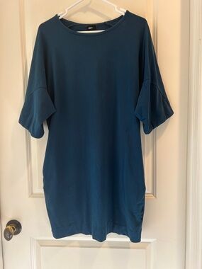Publish women Deep Teal Baggy Short Sleeves mini dress pockets 6% Spandex size M